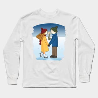 Couple in love Boy and Girl are Ice Skating Long Sleeve T-Shirt